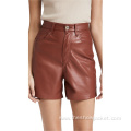 New Arrivals Solid Leather Women's Vintage Shorts